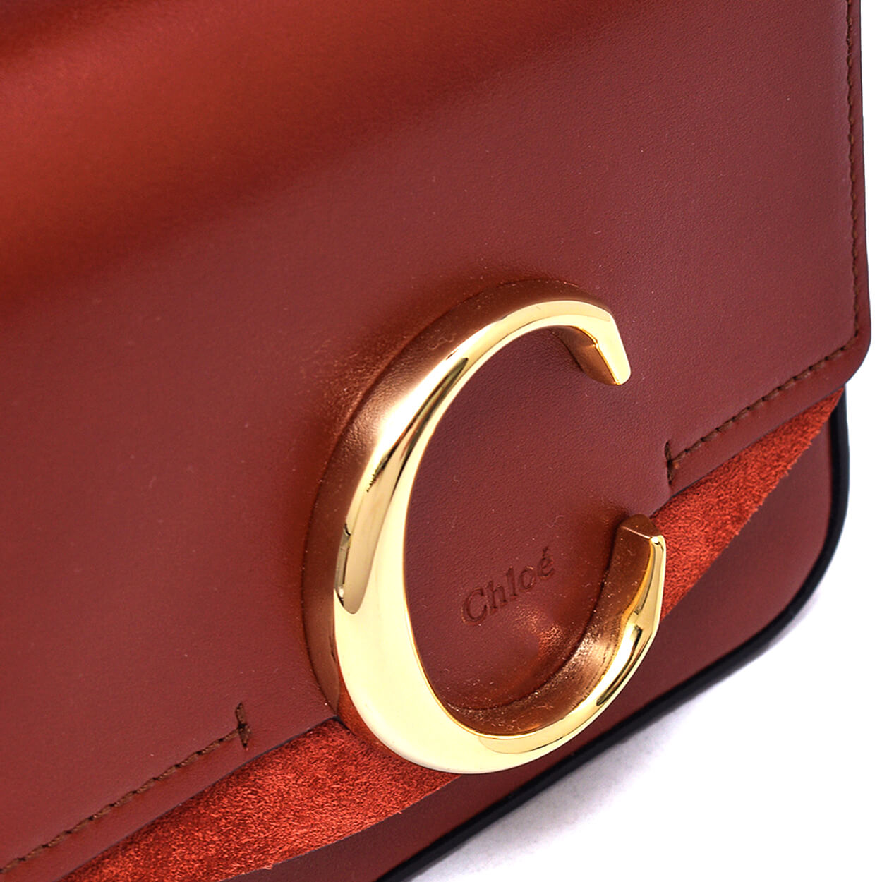 Chloe - Sepia Brown Shiny and Suede Calfskin Mini C Bag